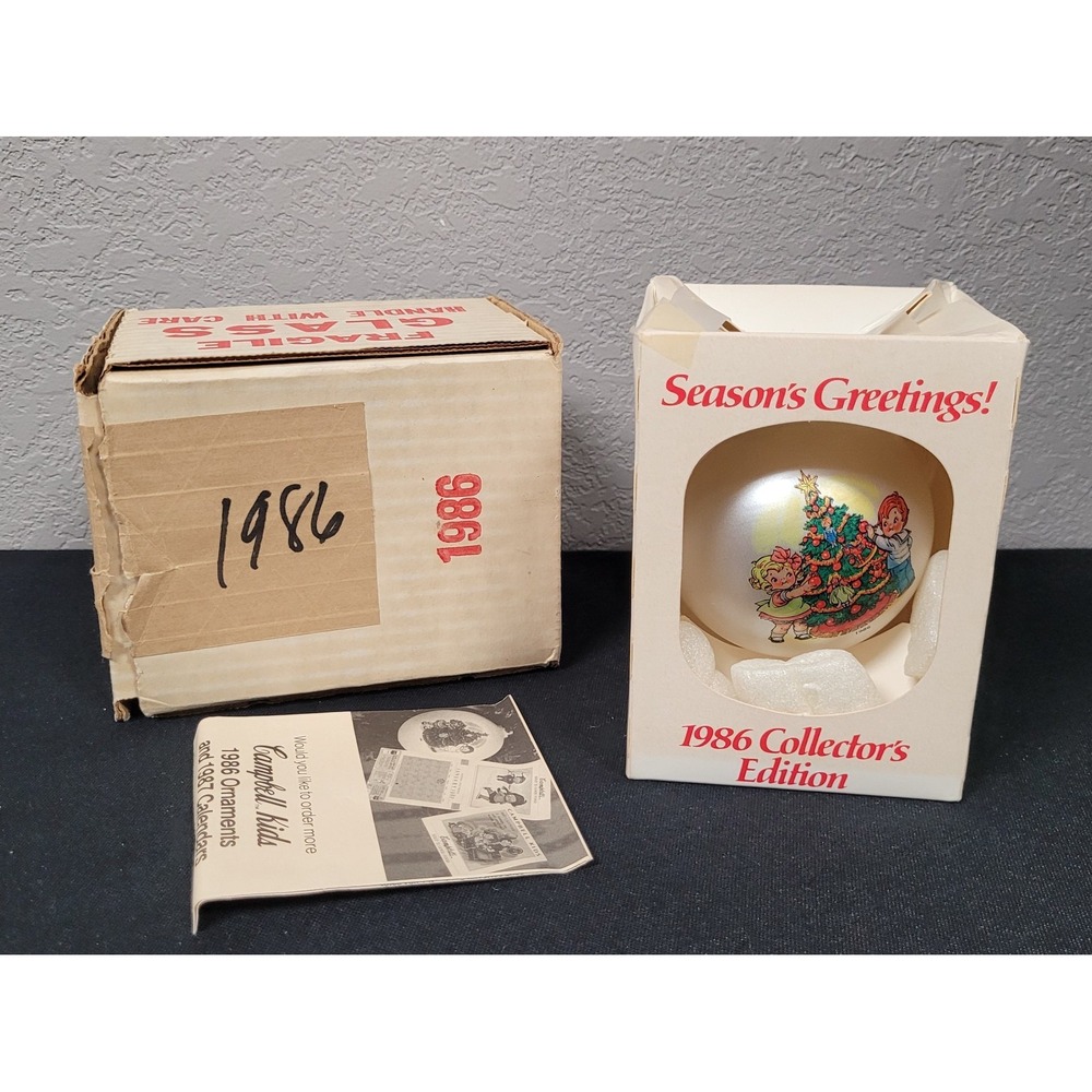 Vintage 1986 Campbell's Kids Collector's Edition Christmas Glass Ball Ornament